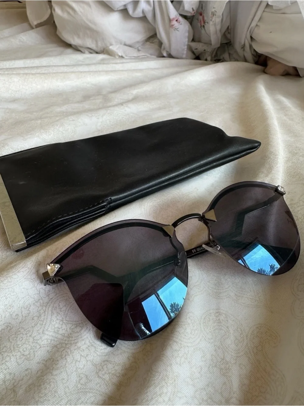 Fendi Mirrored Rimless Cat Eye Sunglasses
